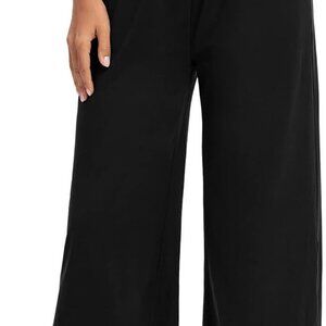 X-Large Women's Wide Leg Capri Yoga Pants - Comfy Lounge Sweatpants with Pockets